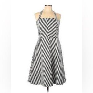 White House Black Market Black and White Strapless Chevron Dress